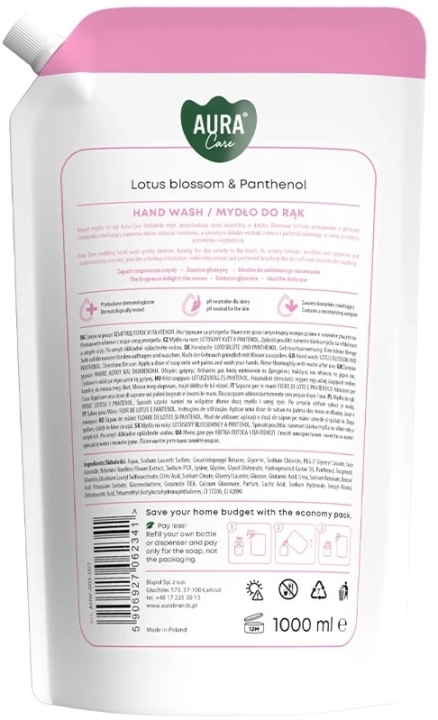 Aura Care Mydło do rąk Kwiat lotosu i pantenol 1000 ml