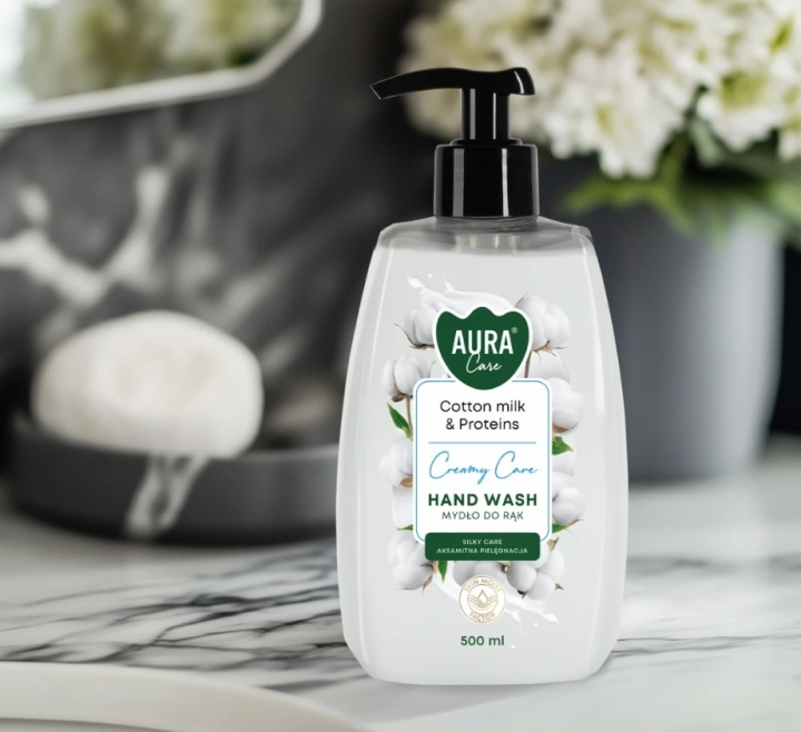 Aura Care Mydło zapach do rąk Mleczko bawełniane i proteiny 500 ml