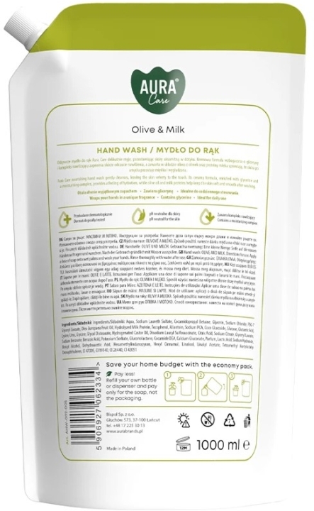 Aura Care Mydło do rąk Oliwka i mleko 1000 ml