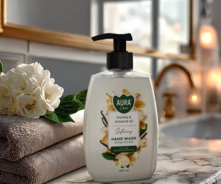 Aura Care Mydło zapach do rąk Wanilia i olejek migdałowy 500 ml