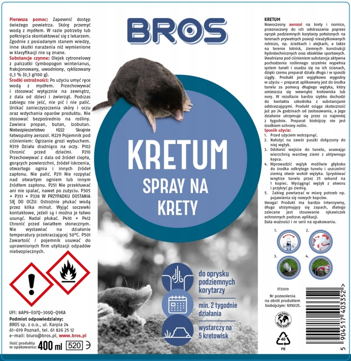 BROS Kretum spray na krety 400 ml