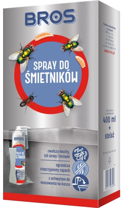 BROS Spray do śmietników zestaw z uchwytem 400 ml
