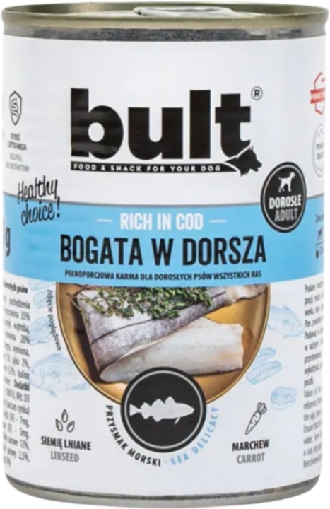 BULT Karma mokra dla psa bogata w dorsza puszka 400 g