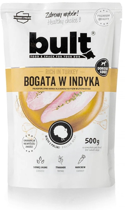 BULT Mielonka  dla psów bogata w indyka saszetka 500 g