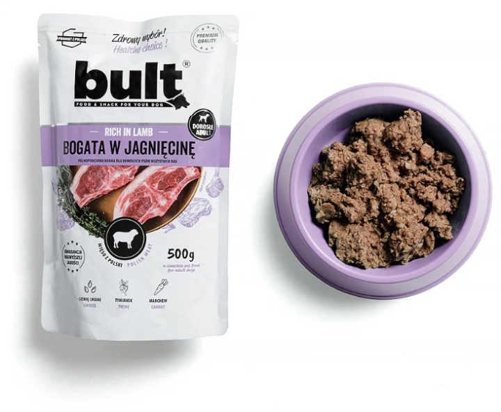 BULT Mielonka dla psów bogata w jagnięcinę saszetka 500 g