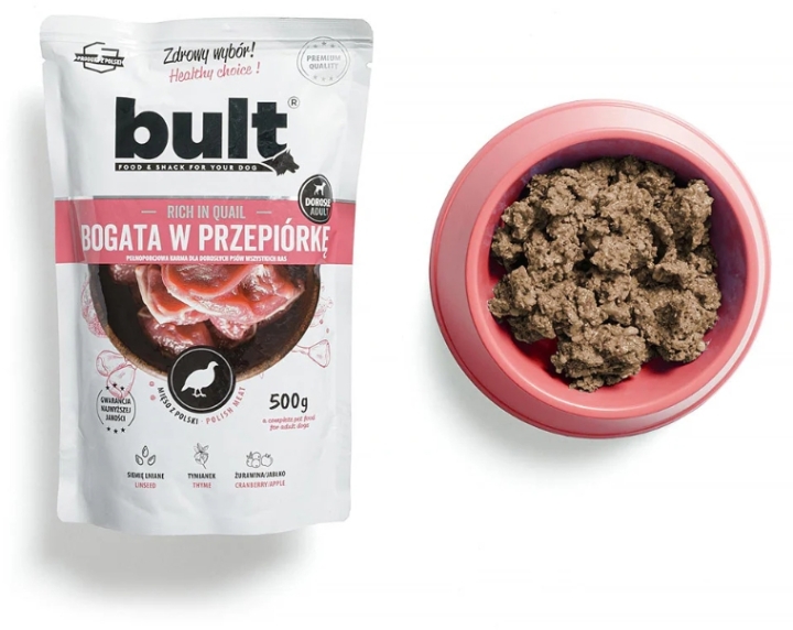 BULT Mielonka dla psów bogata w przepiórkę saszetka 500 g