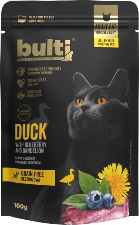 BULTI Superfoods Mielonka dla kota  kaczka z borówką i mniszkiem lekarskim  saszetka 100 g