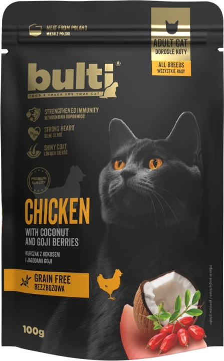 BULT Superfoods Mielonka kurczak z kokosem i jagodami goji karma dla kota100 g