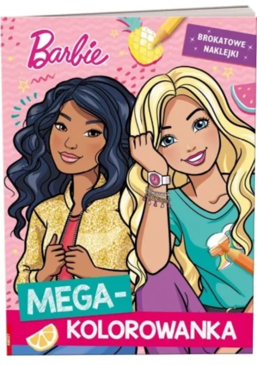 Barbie. Megakolorowanka. Brokatowe naklejki 1 sztuka