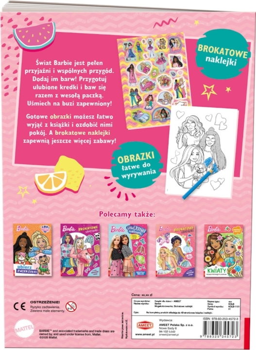 Barbie. Megakolorowanka. Brokatowe naklejki 1 sztuka