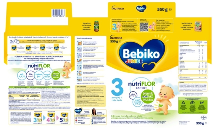 Bebiko Junior 3 Nutriflor Expert 3+ Powyżej 1. roku życia 550 g
