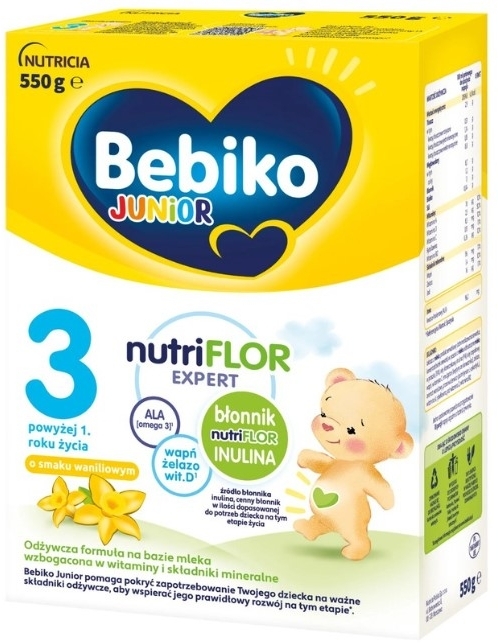 Bebiko Junior 3 Nutriflor Expert o smaku waniliowym 1+, 550 g