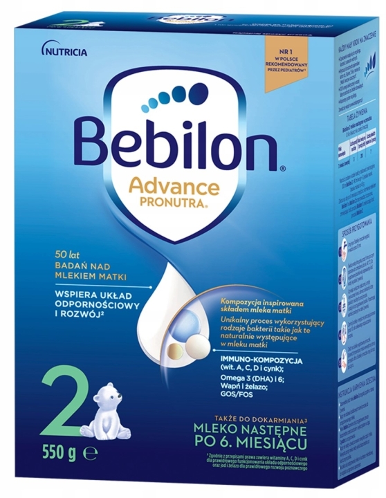 Bebilon Advance Pronutra 2 Mleko następne po 6 miesiącu 550 g
