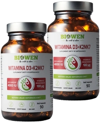 Biowen Witamina D3 4000 + K2 100 MK7 90 kapsułek Wielopak × 2