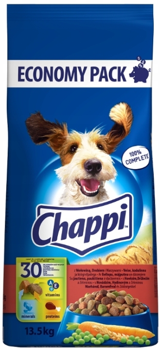 CHAPPI Adult drób, wołowina sucha karma dla psa 13,5 kg