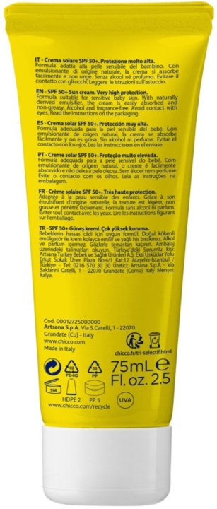 Chicco Baby Moments Krem do opalania SPF 50+ 75 ml