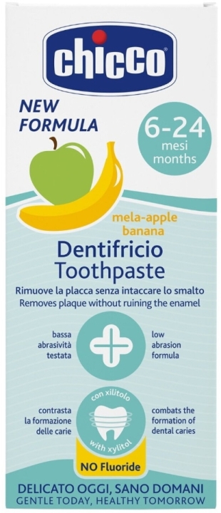 Chicco Pasta do zębów jabłkowo-bananowa bez fluoru powyżej 6 miesięcy 50 ml