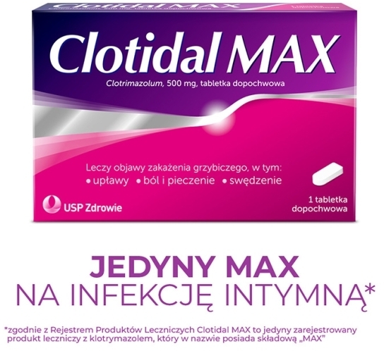 Clotidal MAX tabletki dopochwowe 0,5 g 1 tabletka Wielopak x 2