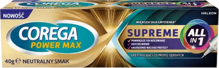 Corega Power Max Supreme All-In 1 Krem mocujący do protez zębowych 40 g Nowa