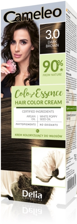 DELIA CAMELEO Color Essence krem do koloryzacji włosów jak henna ziołowa 3.0 Ciemny brąz 75 g
