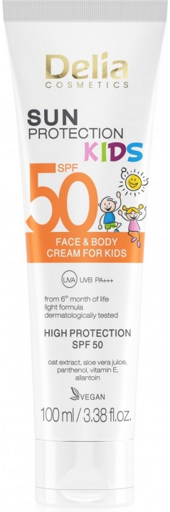 DELIA Krem do twarzy i ciała dla dzieci SPF50 SUN PROTECTION tuba 100 ml