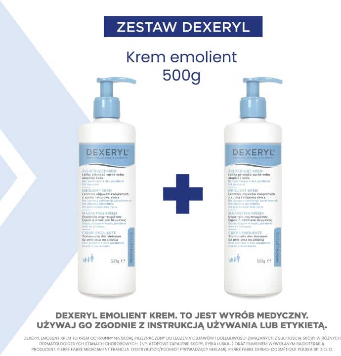 DEXERYL Emolient Krem do skóry suchej i atopowej, 500g Wielopak x 2