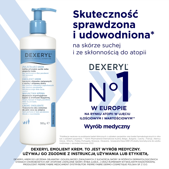 DEXERYL Emolient Krem do skóry suchej i atopowej, 500g Wielopak x 2