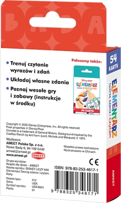DISNEY UCZY MIX Elementarz Tworzę zdania i czytam karty 1 sztuka