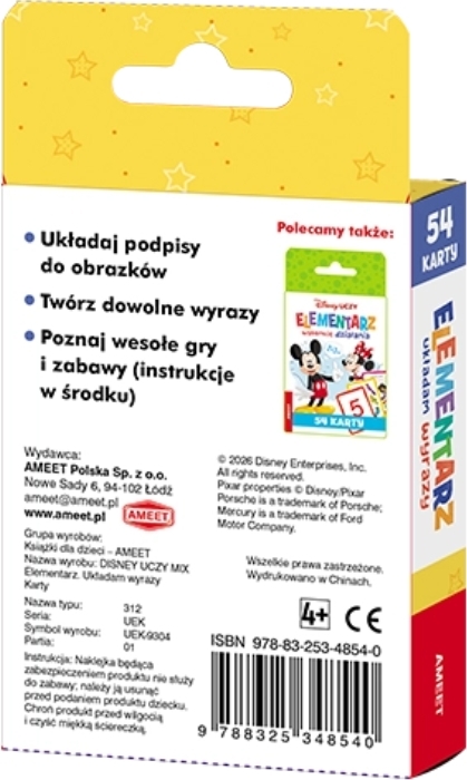 DISNEY UCZY MIX Elementarz Układam wyrazy Karty 1 sztuka