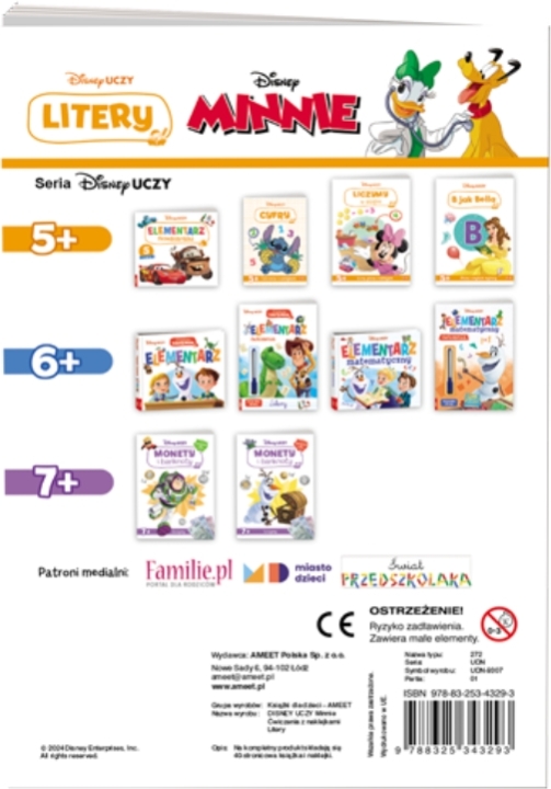 DISNEY UCZY Minnie Ćwiczenia z naklejkami Litery 1 sztuka
