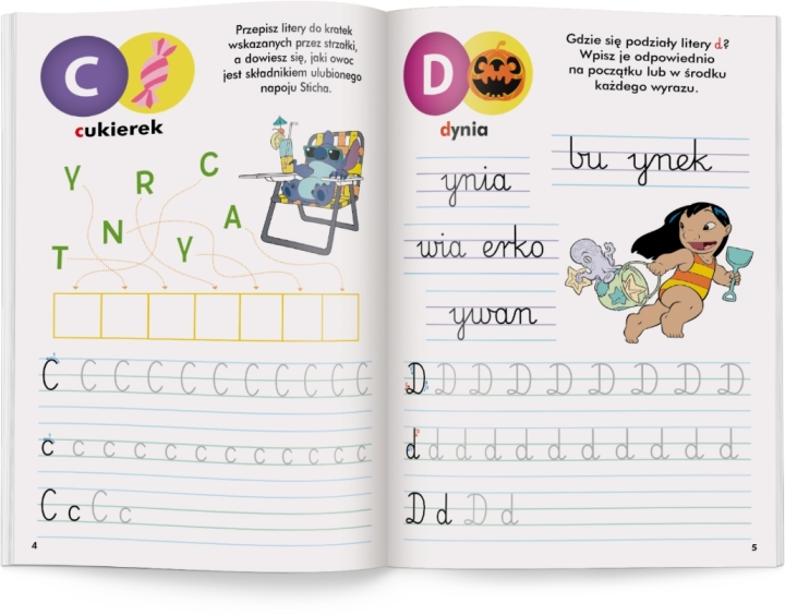 DISNEY UCZY Stitch. Ćwiczenia z naklejkami Litery 1 sztuka