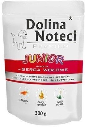 DOLINA NOTECI Premium Junior karma dla psa serca wołowe 300 g
