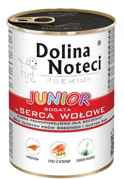 DOLINA NOTECI Premium Junior karma dla psa serca wołowe 400 g