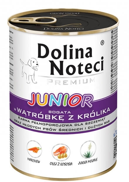 DOLINA NOTECI Premium Junior karma dla psa wątróbka  z królika 400 g