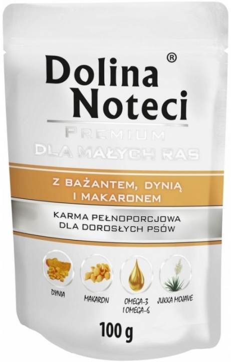 DOLINA NOTECI Premium karma dla  dla małych ras psów bażant z dynią i makaronem 100g