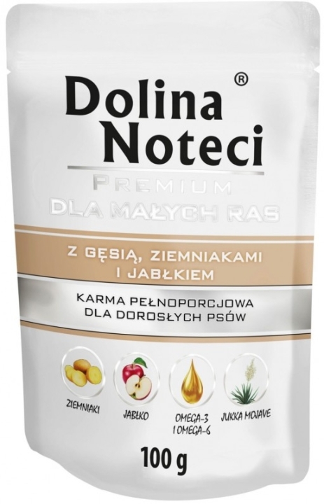 DOLINA NOTECI Premium karma dla dla małych ras psów gęś  z ziemniakami  i jabłkiem 100g