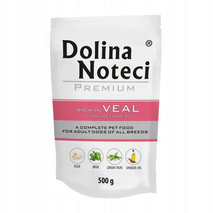 DOLINA NOTECI Premium karma dla psa cielęcina z zielonym groszkiem 500 g