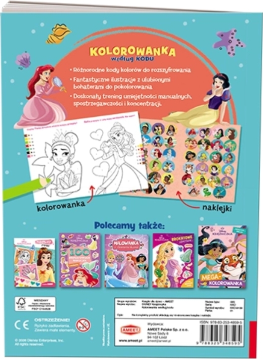 Disney Księżniczka. Kolorowanka według kodu 1 sztuka