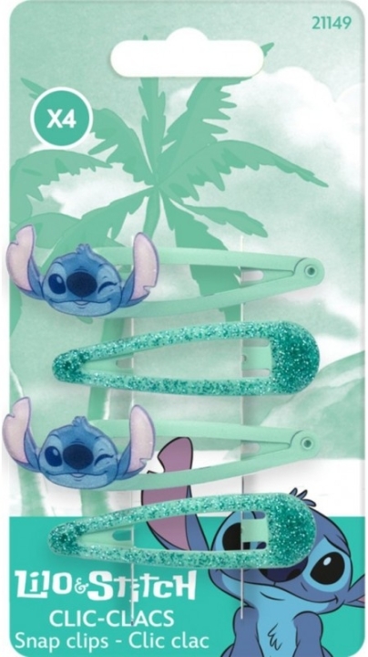 Stitch Spinki Clic clack klips brokatowe 4 sztuki