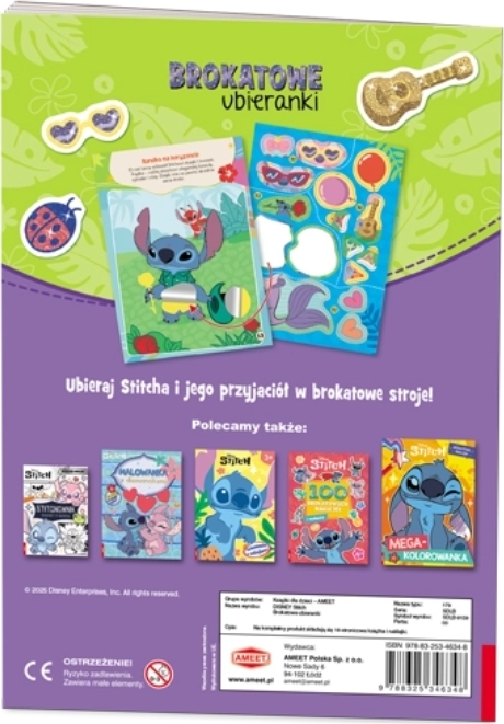 Disney Stitch. Brokatowe ubieranki 1 sztuka