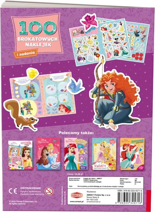 Disney księżniczka. 100 brokatowych naklejek