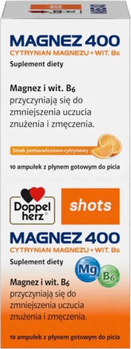 Doppelherz Shots Magnez 400 10 ampułek po 25 ml