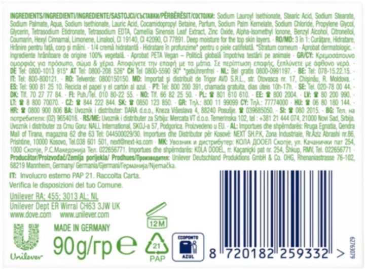Dove Refreshing Kremowa Kostka Myjąca 90 g