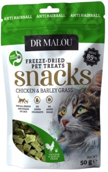 Dr Malou Przysmak Chicken&Barley grass dla kota 50 g