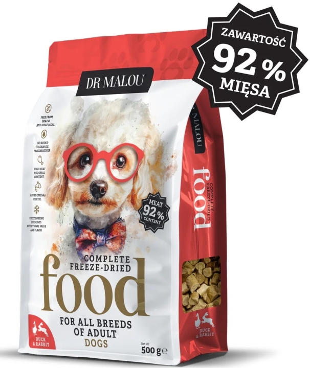 Dr Malou karma liofilizowana dla psa kaczka z królikiem 500 g