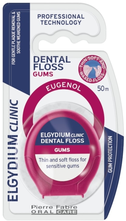 Elgydium Clinic Dental Gum Nić dentystyczna do wrażliwych dziąseł 50 m