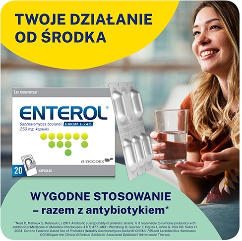 Enterol, probiotyk, 250 mg, 20 kapsułek