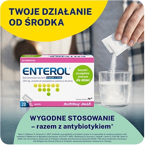 Enterol, probiotyk, 250 mg, 20 saszetek
