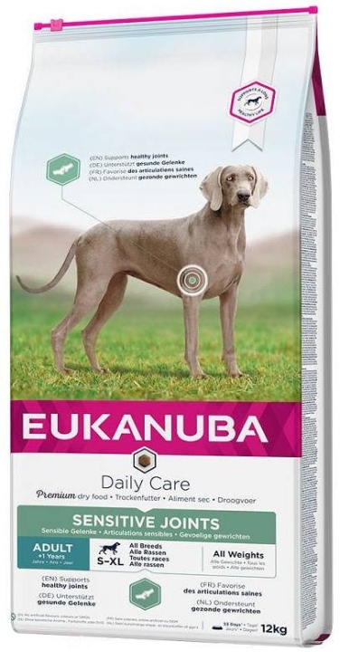 Eukanuba Daily Care Adult Sensitive Joints sucha karma dla psa z suszonym kurczakiem i indykiem 12 kg