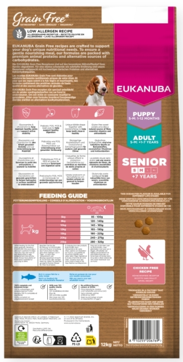 Eukanuba Grain Free Senior Small & Medium, ryba morska 12 kg